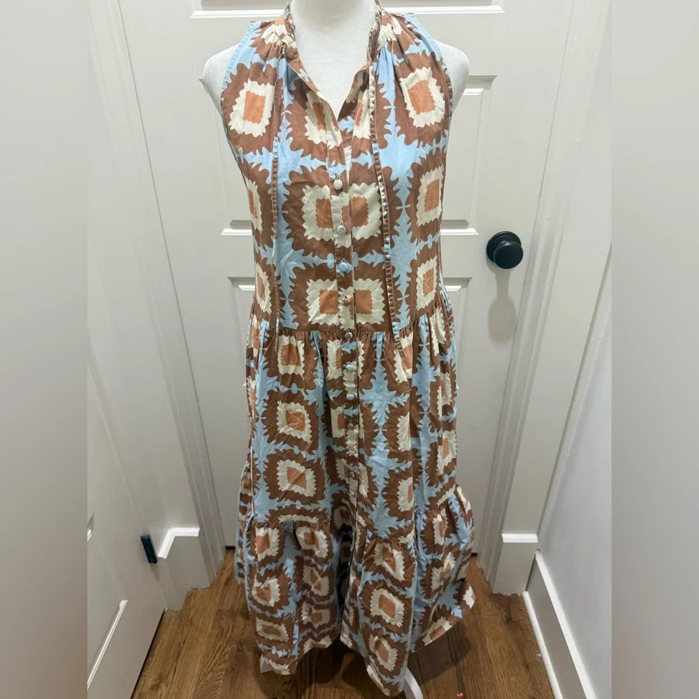 Olivia James the Label. Tiered Vintage Print Sleeveless Dress. Size XS.